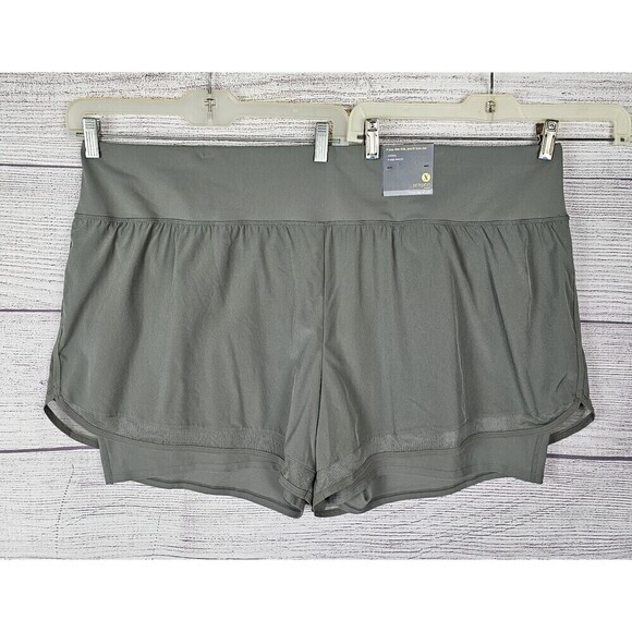 Xersion High Rise Double Layer Running Shorts Olive Green Size 3x - Picture 1 of 7